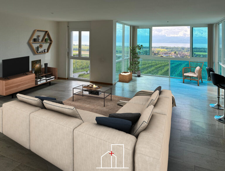 Yens – appartement avec véranda et jardin, vue panoramique