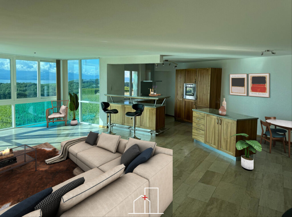Yens – appartement avec véranda et jardin, vue panoramique